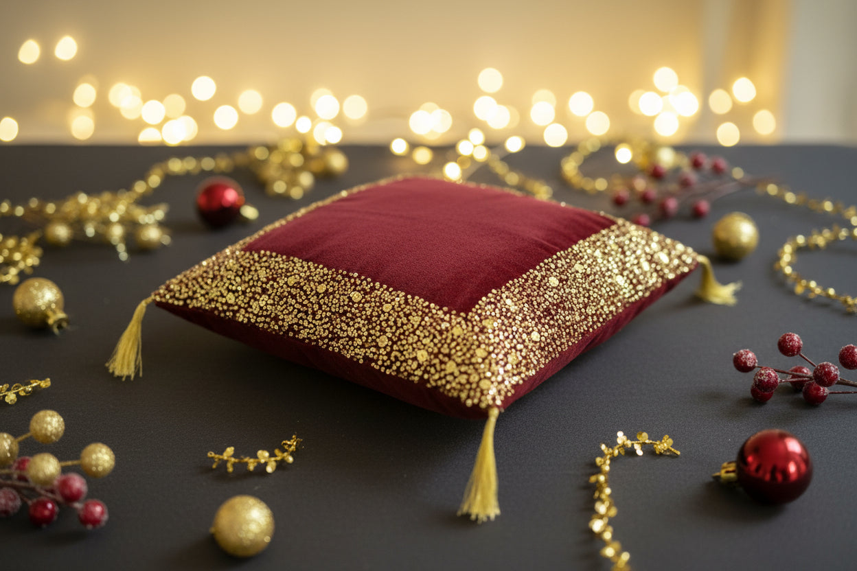 Maroon Valvet Cushion