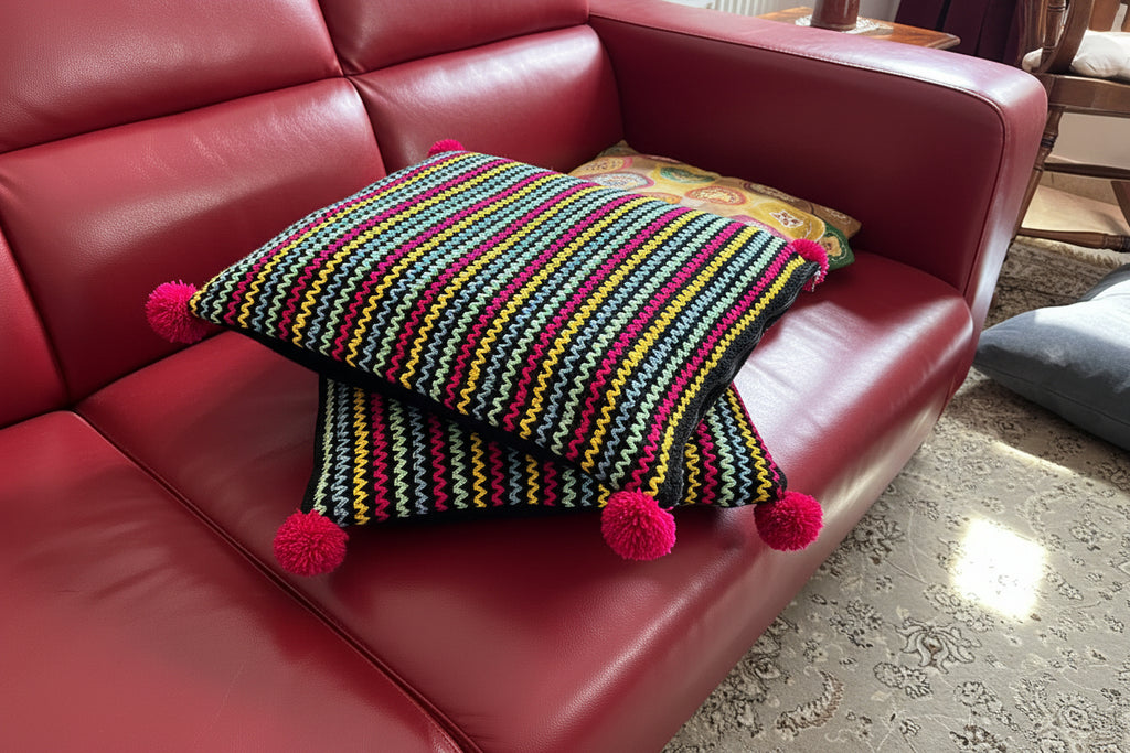 Vibrant, multi-colored woven Cushion - 1 Pcs