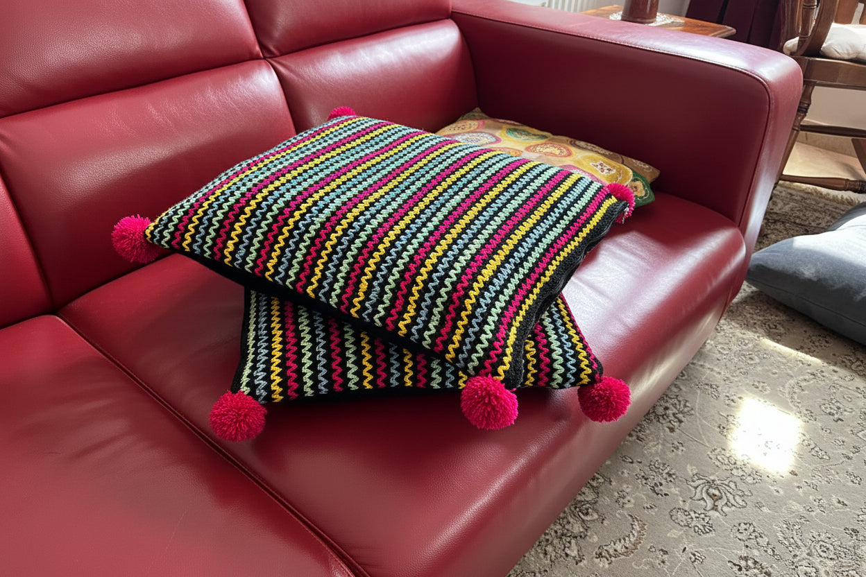 Vibrant, multi-colored woven Cushion - 1 Pcs