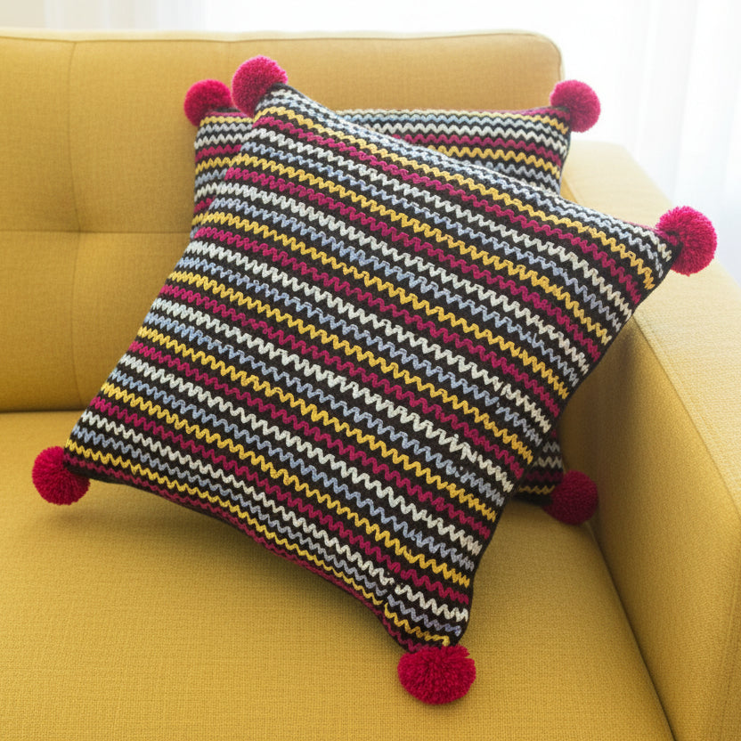 Vibrant, multi-colored woven Cushion - 1 Pcs