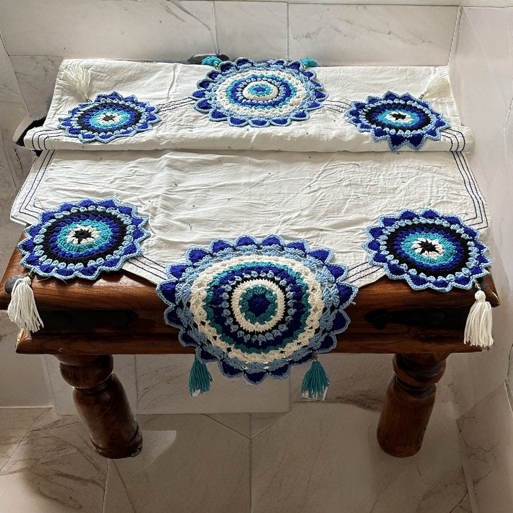 Handmade crochet table runner
