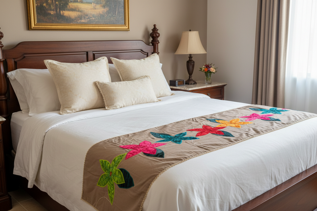 Handmade quilted patchwork table runner/bed runner