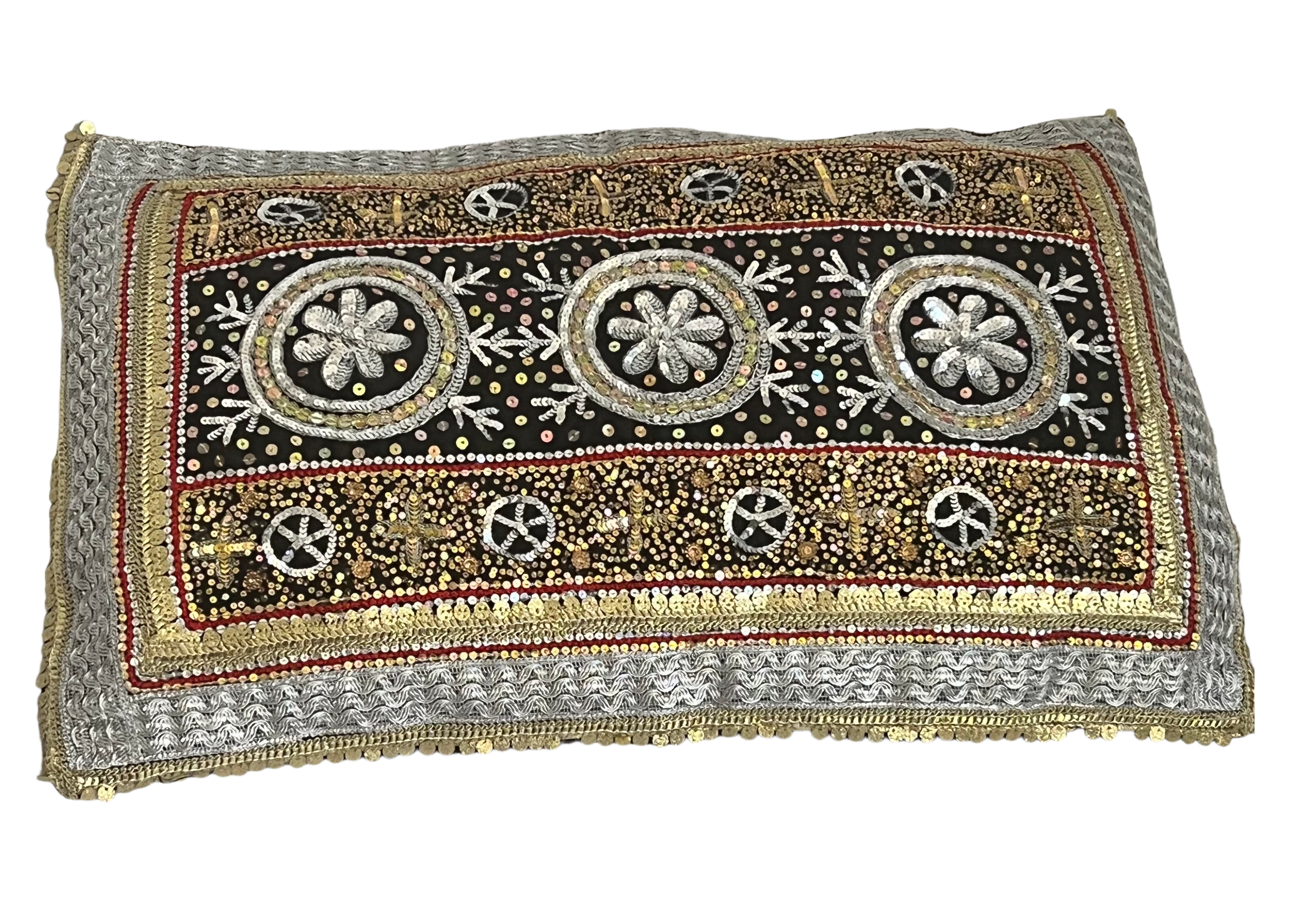 Beautiful Traditonal Hand Embrioderd Tila Sitara Cushion Cover - 1 pc