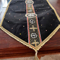 Decorative table runner with golden hand embroidered work