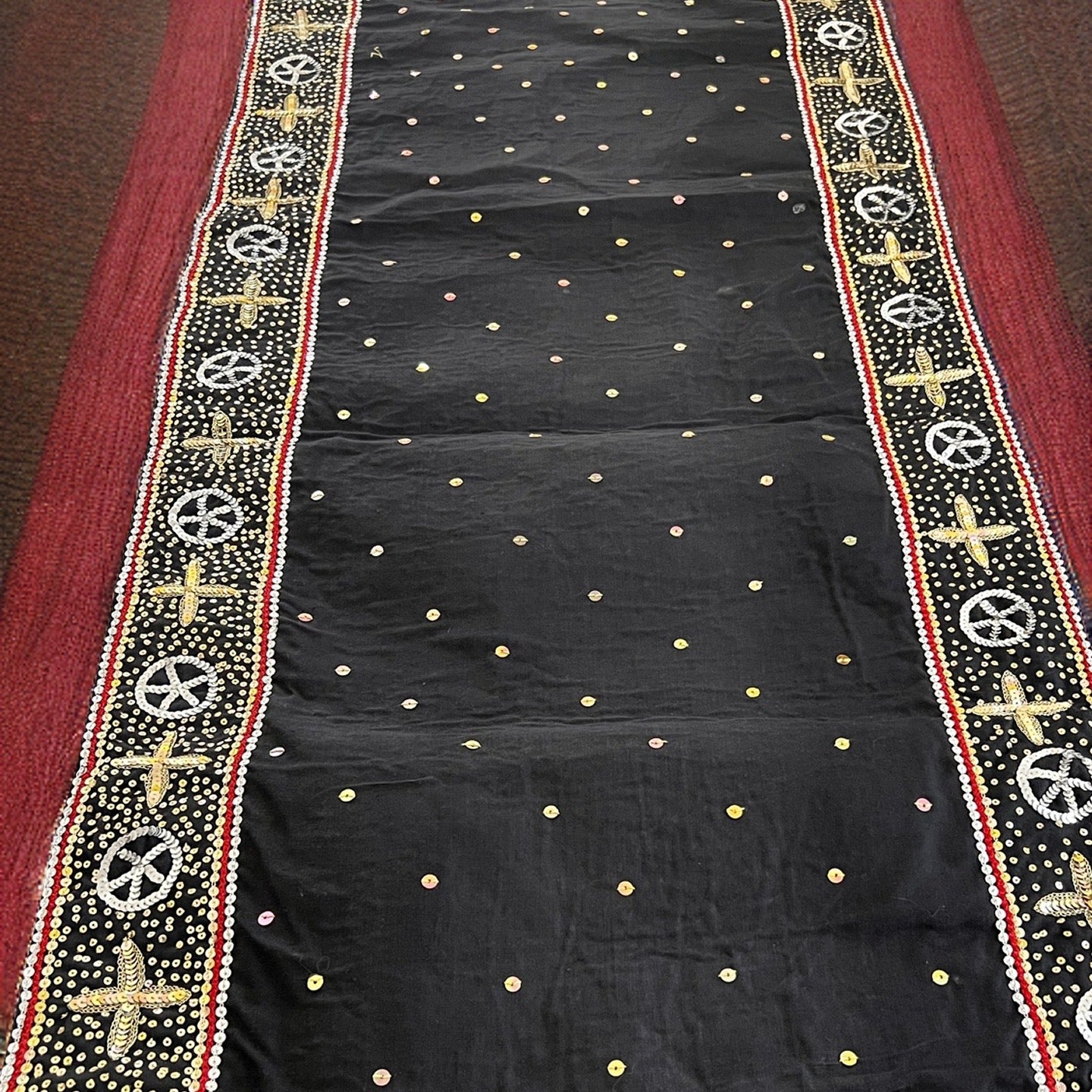 Black gold Luxe table Runner hand Embellished and embroidered