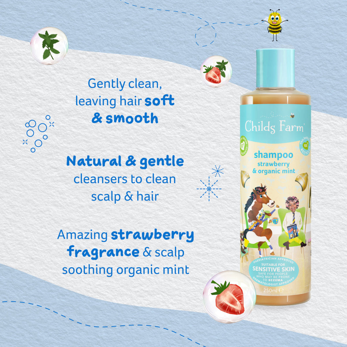 Childs Farm Gentle Shampoo For Kids, Strawberry & Organic Mint 250ml