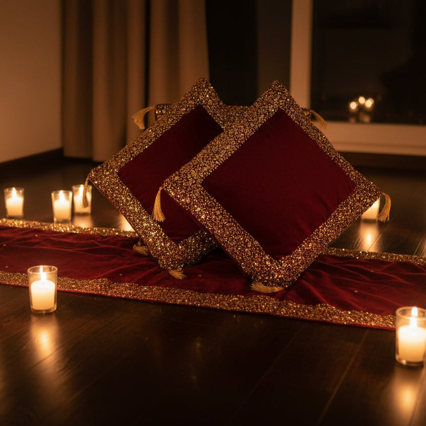 Maroon Valvet Cushion
