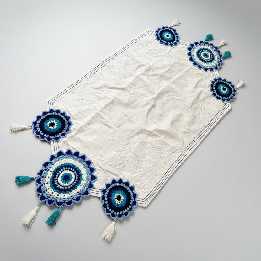 Handmade crochet table runner