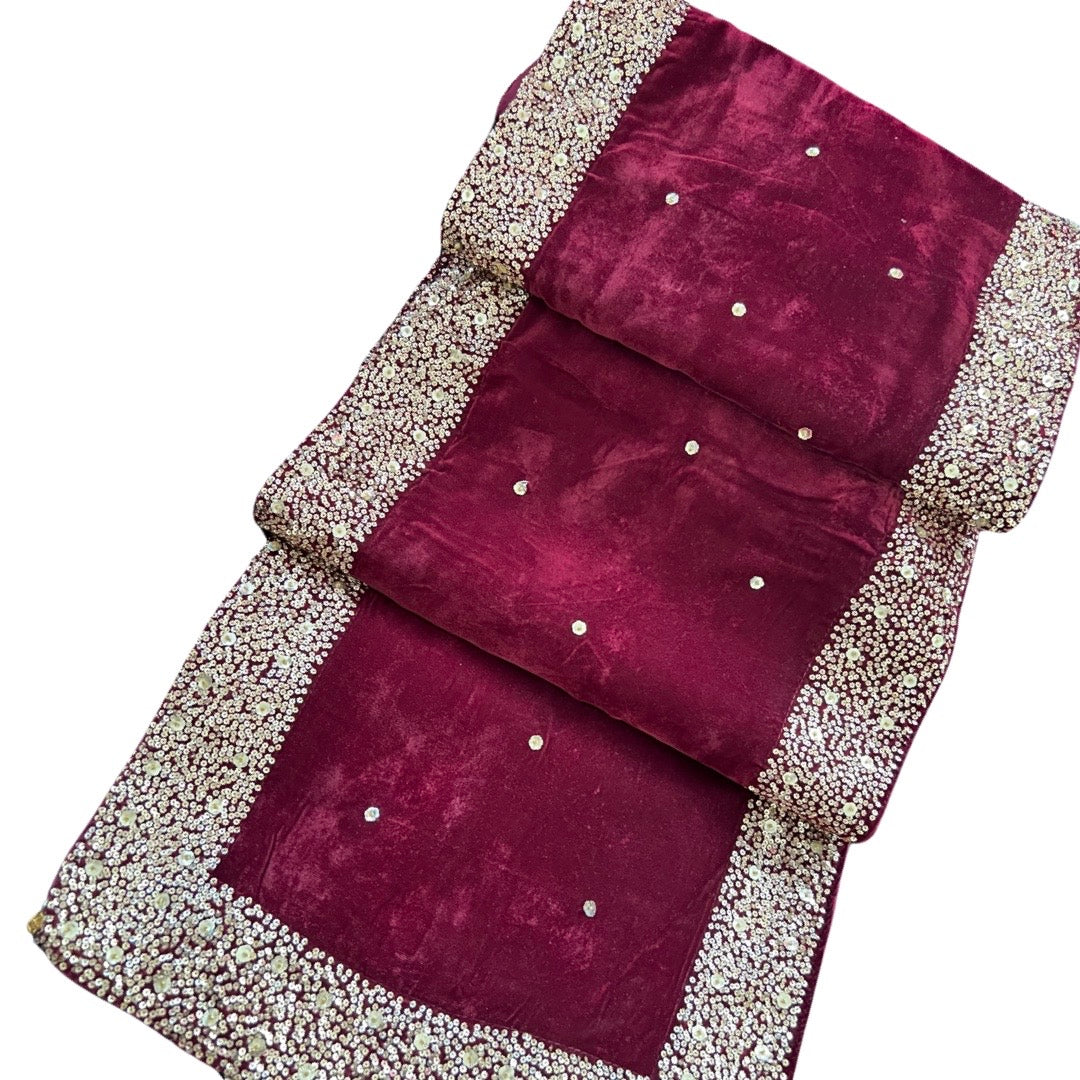 Decorative Bed Runner with Gold Sitara Work