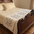 Beautiful Multicolored Hand embroidered bed Runner. 100% Cotton- 1 Pc