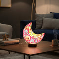 Hand Crafted Camel Skin Lamp in 2 Colors, Blue & Ted,Double Sided, Moon Shaped.