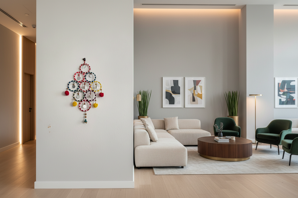 Beautiful DIY Wall hanging with bangles and pom poms- multicolors