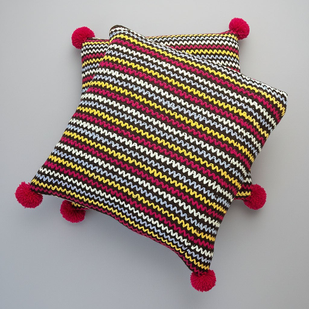 Vibrant, multi-colored woven Cushion - 1 Pcs