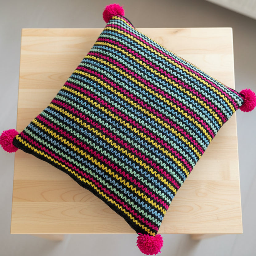 Vibrant, multi-colored woven Cushion - 1 Pcs