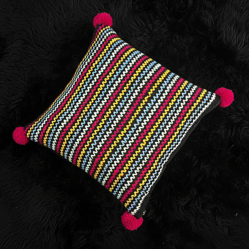 Vibrant, multi-colored woven Cushion - 1 Pcs