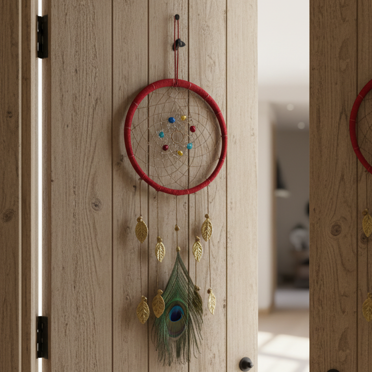 Hand Crafted Dream Catcher with Feathers and Beads for Positive Energy