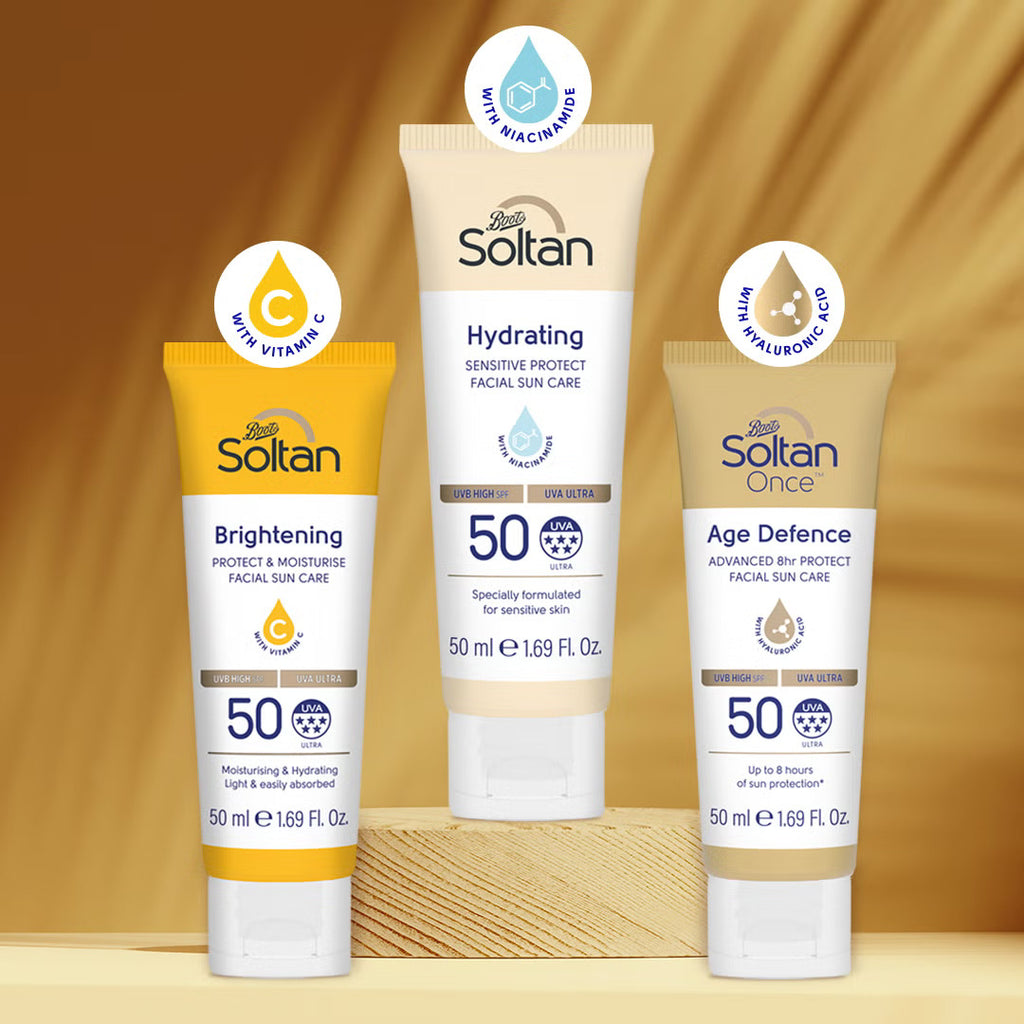 Soltan Brightening Protect & Moisturise Facial Suncare Cream Sunscreen with Vitamin C SPF50+ 50ml